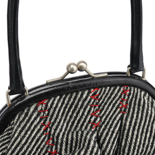 Miu Miu Grey Striped Wool Clutch Handbag