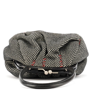 Miu Miu Grey Striped Wool Clutch Handbag