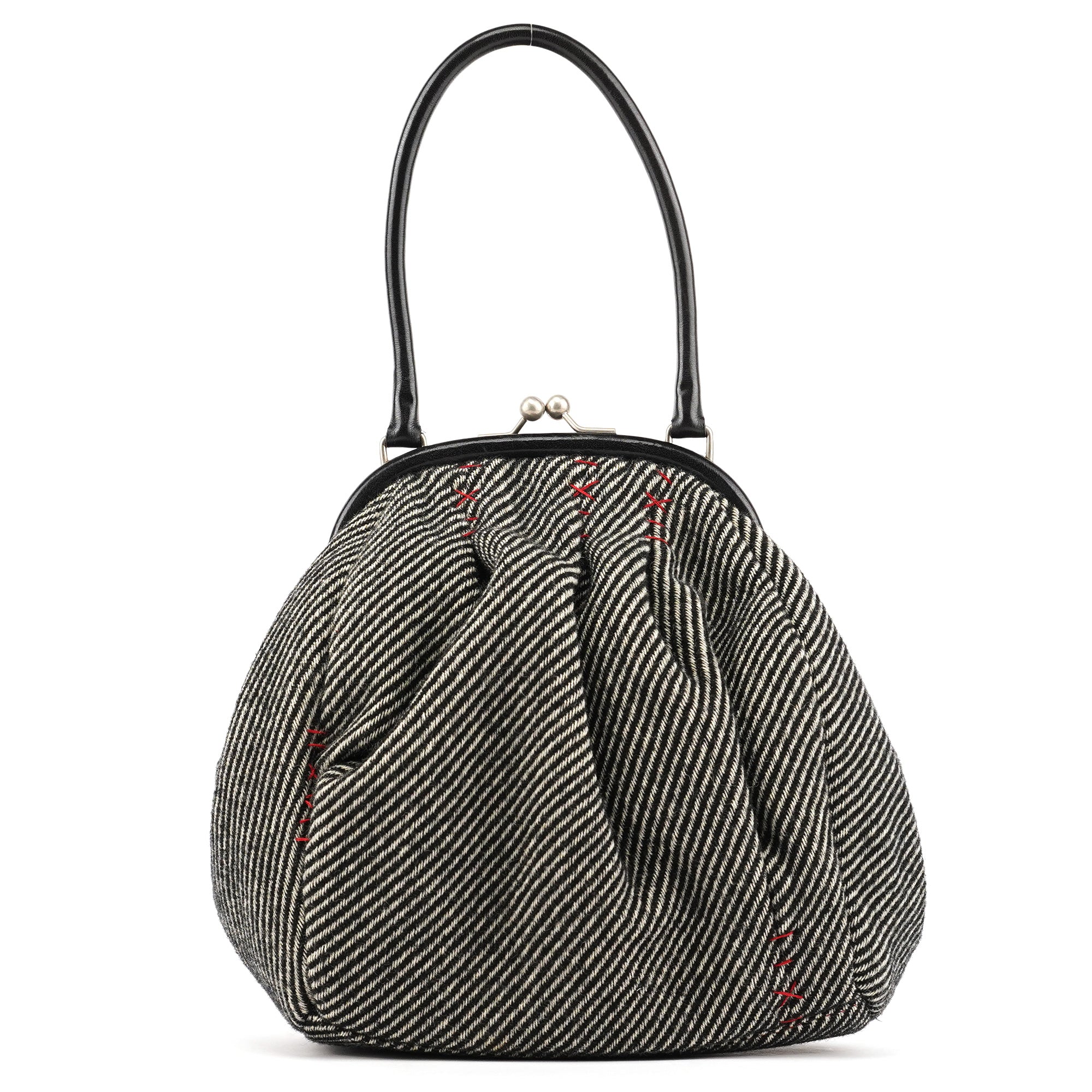 Miu Miu Grey Striped Wool Clutch Handbag