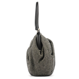 Miu Miu Grey Striped Wool Clutch Handbag