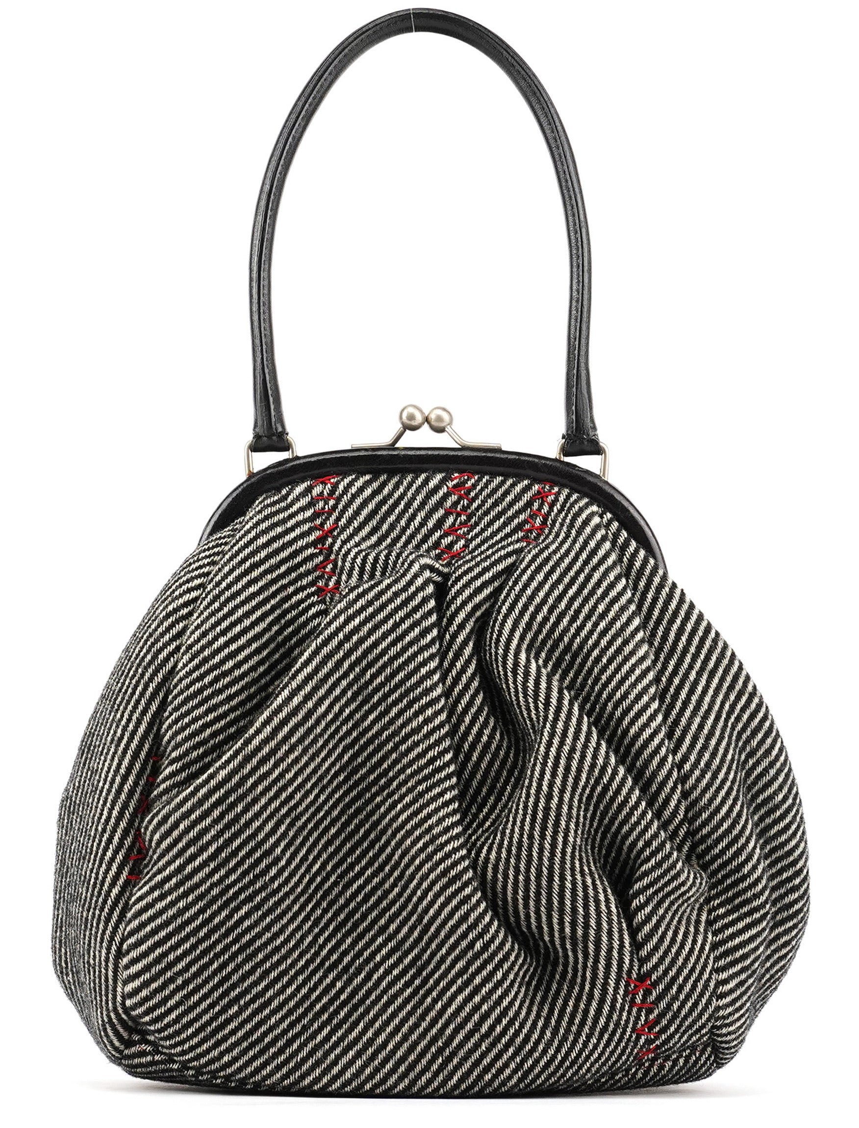Miu Miu Grey Striped Wool Clutch Handbag