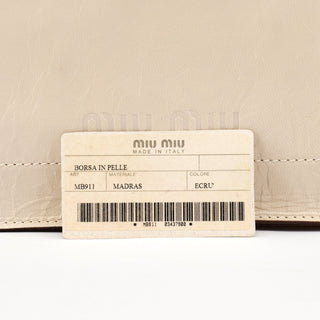 Miu Miu Ivory Crackled Leather Flap Shoulder Bag