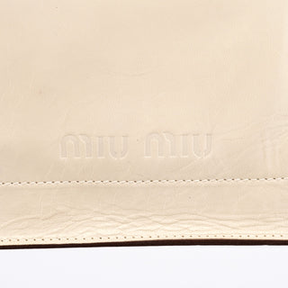 Miu Miu Ivory Crackled Leather Flap Shoulder Bag