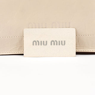 Miu Miu Ivory Crackled Leather Flap Shoulder Bag