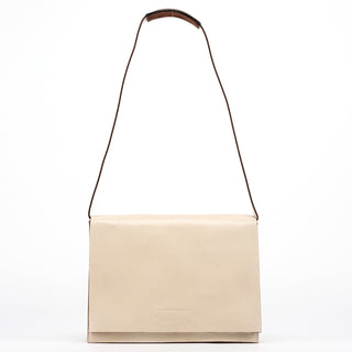 Miu Miu Ivory Crackled Leather Flap Shoulder Bag