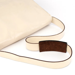 Miu Miu Ivory Crackled Leather Flap Shoulder Bag