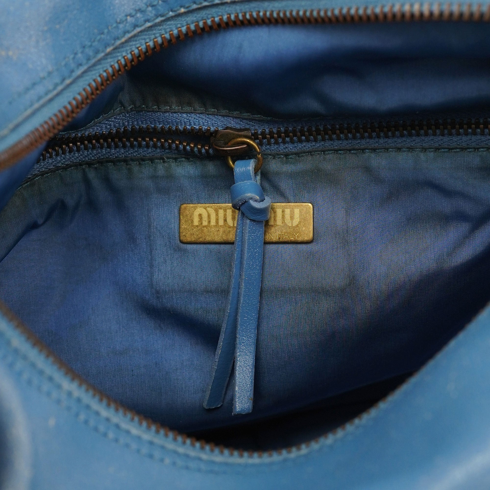 Miu Miu Light Blue Leahter Pocket Handbag