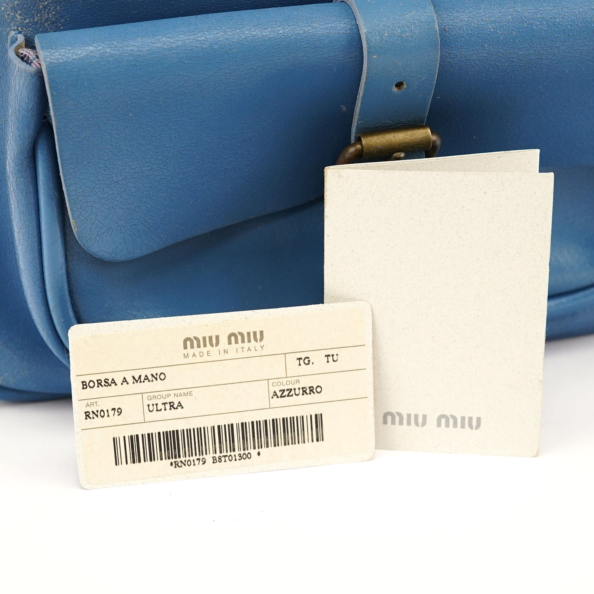 Miu Miu Light Blue Leahter Pocket Handbag