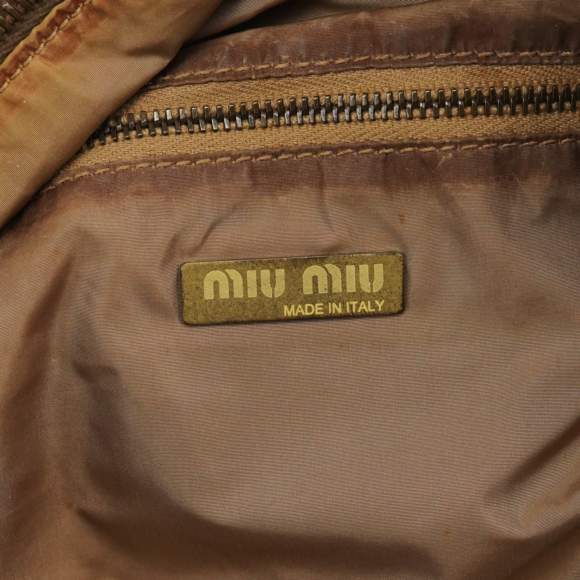 Miu Miu Light Brown Calfskin Leather Bowling Bag