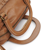Miu Miu Light Brown Calfskin Leather Bowling Bag