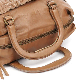 Miu Miu Light Brown Calfskin Leather Bowling Bag