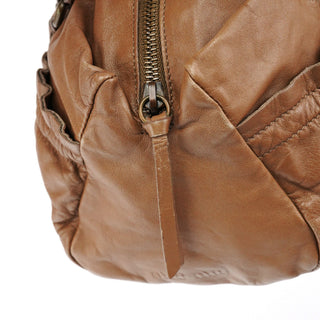 Miu Miu Light Brown Calfskin Leather Bowling Bag