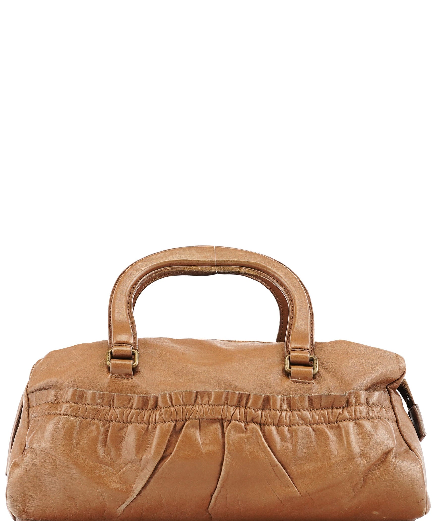 Miu Miu Light Brown Calfskin Leather Bowling Bag