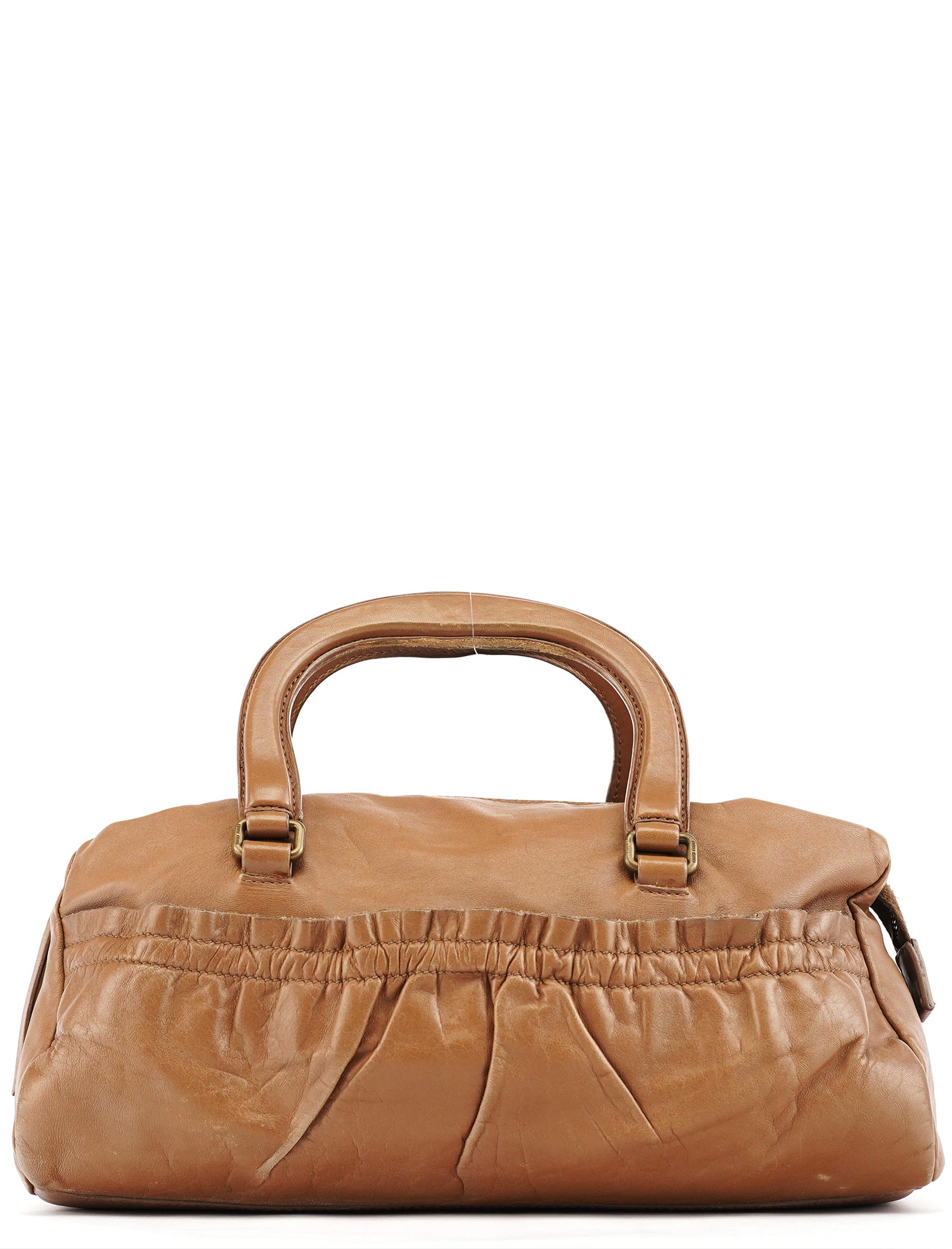 Miu Miu Light Brown Calfskin Leather Bowling Bag