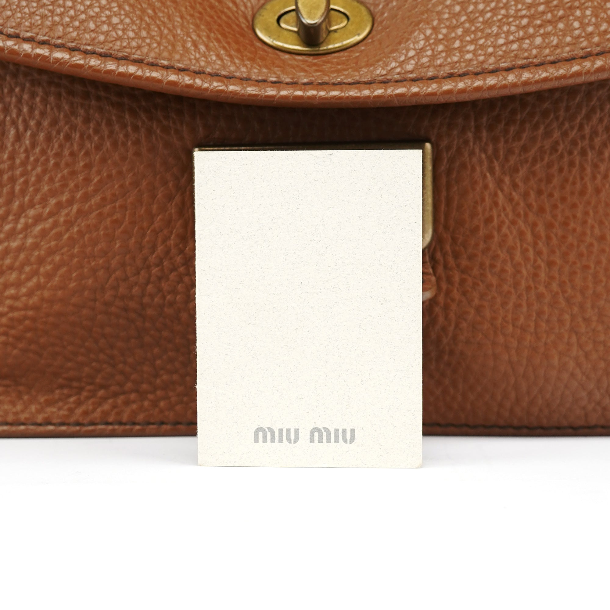 Miu Miu Light Brown Leather Turnlock Shoulder Bag