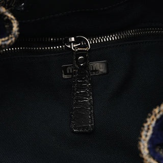 Miu Miu Navy Velvet Crackled Leather Duffle Backpack