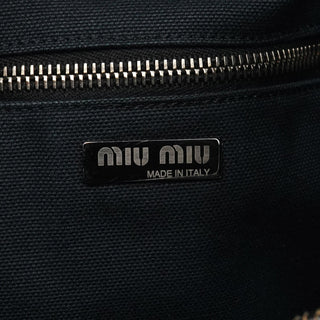 Miu Miu Navy Velvet Crackled Leather Duffle Backpack