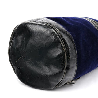 Miu Miu Navy Velvet Crackled Leather Duffle Backpack