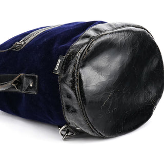 Miu Miu Navy Velvet Crackled Leather Duffle Backpack