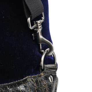 Miu Miu Navy Velvet Crackled Leather Duffle Backpack