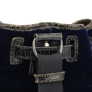 Miu Miu Navy Velvet Crackled Leather Duffle Backpack