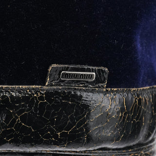 Miu Miu Navy Velvet Crackled Leather Duffle Backpack