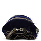 Miu Miu Navy Velvet Crackled Leather Duffle Backpack