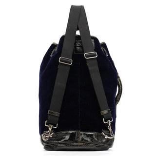 Miu Miu Navy Velvet Crackled Leather Duffle Backpack