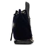 Miu Miu Navy Velvet Crackled Leather Duffle Backpack