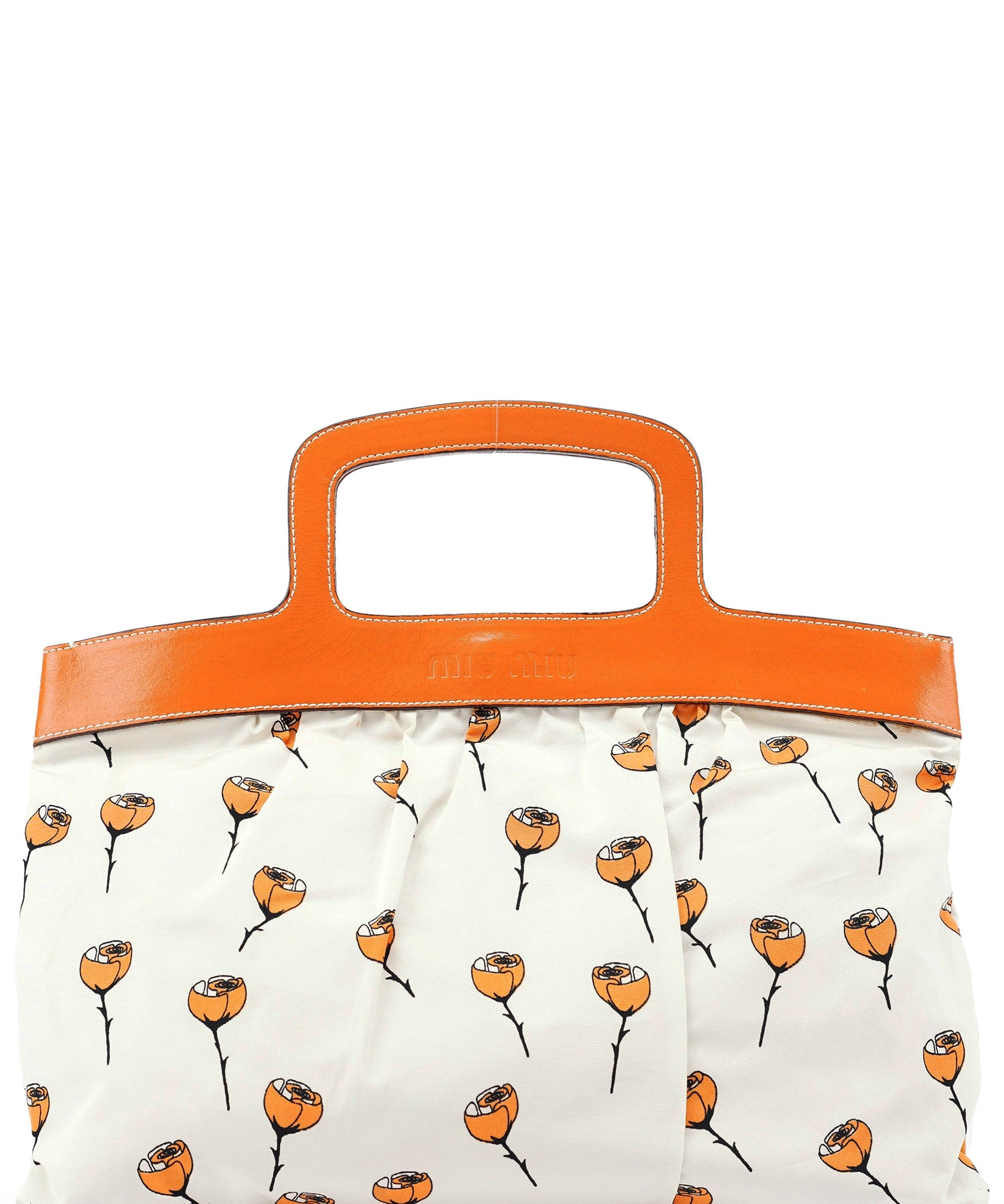 Miu Miu Nylon Floral Print Top Handle Clutch Bag