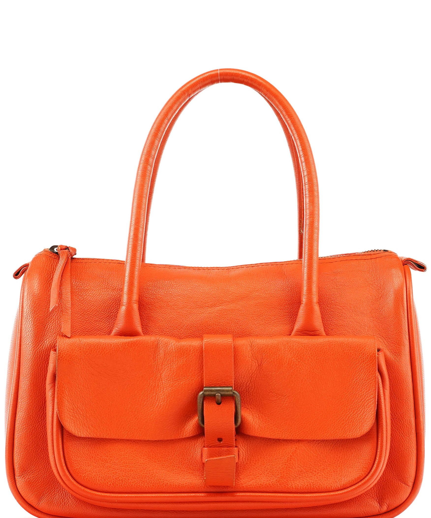 Miu Miu Orange Leather Belt Pocket Tote Bag