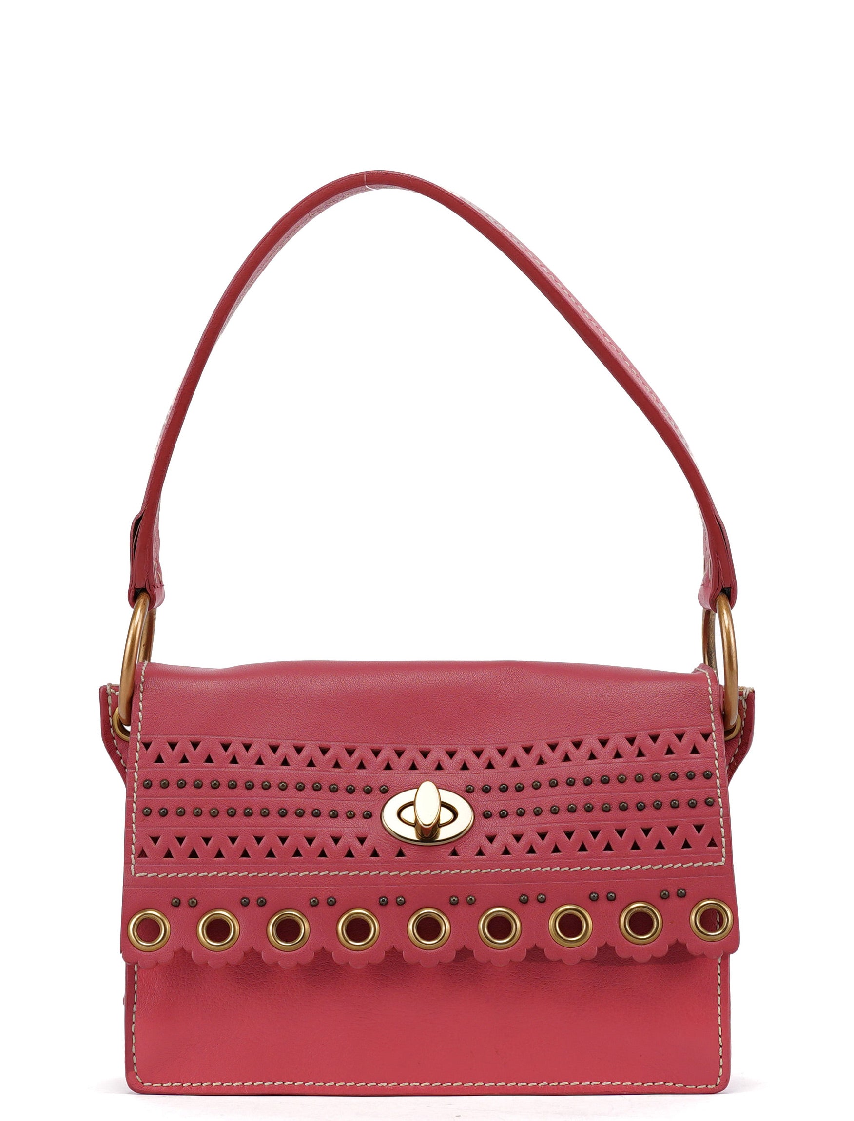 Miu Miu Pink Calfskin Turnlock Shoulder Bag