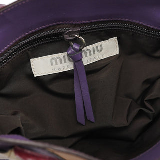 Miu Miu Purple Beige Leather Tote Bag