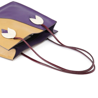 Miu Miu Purple Beige Leather Tote Bag