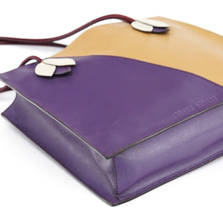 Miu Miu Purple Beige Leather Tote Bag