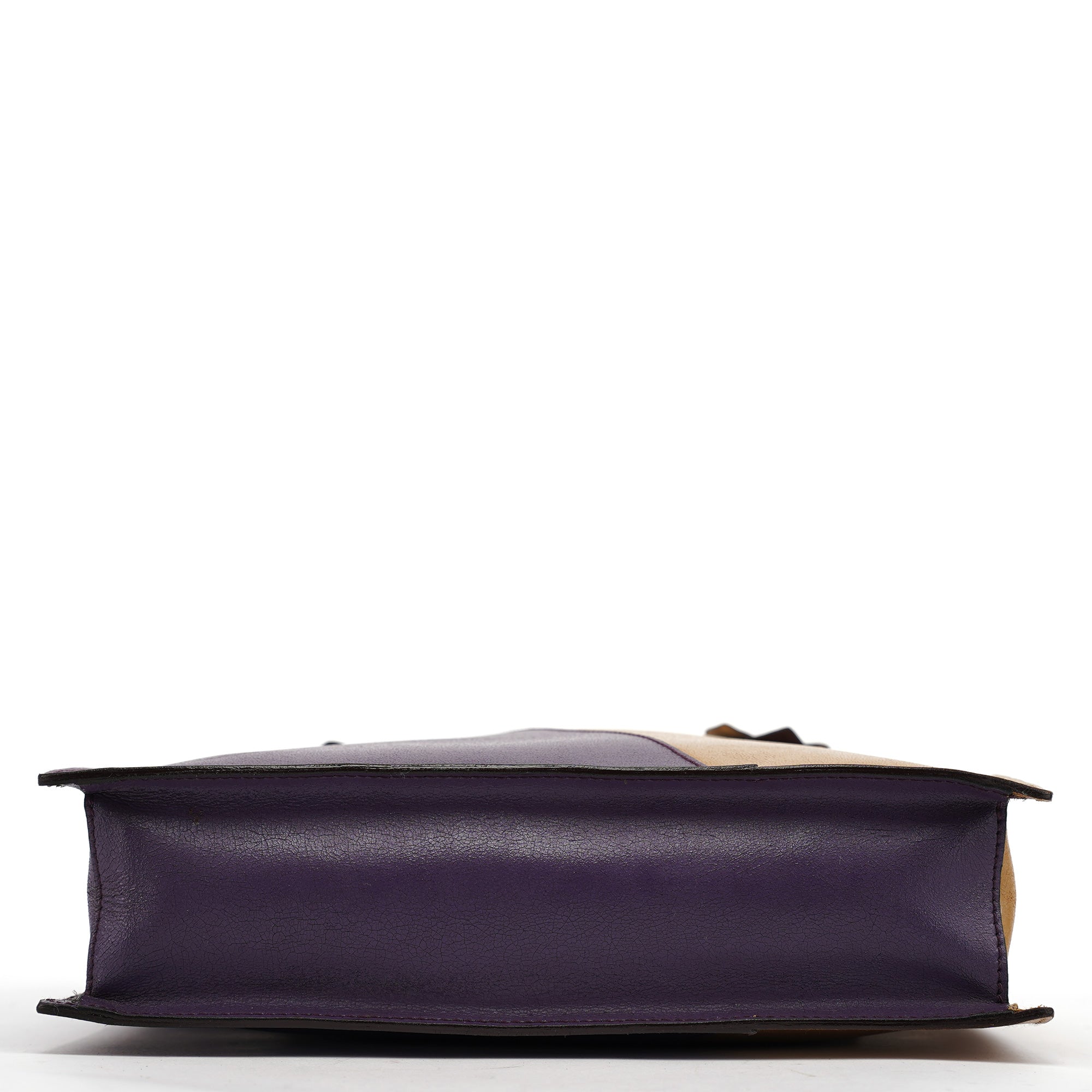Miu Miu Purple Beige Leather Tote Bag