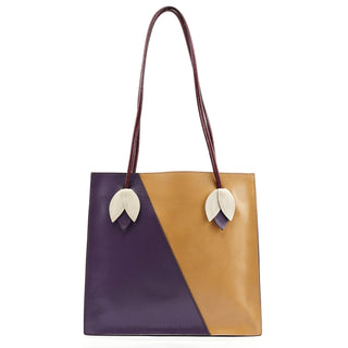 Miu Miu Purple Beige Leather Tote Bag