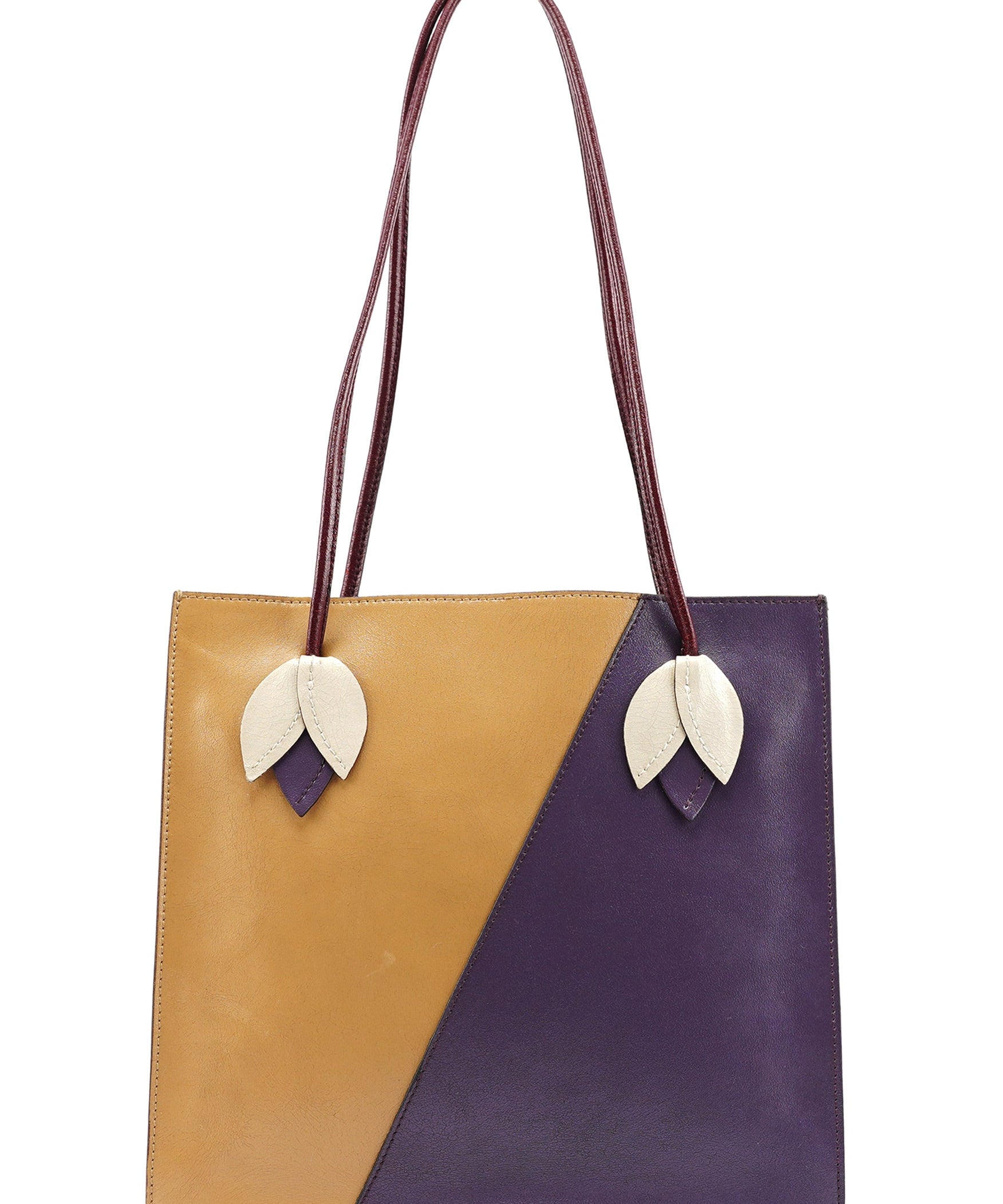 Miu Miu Purple Beige Leather Tote Bag