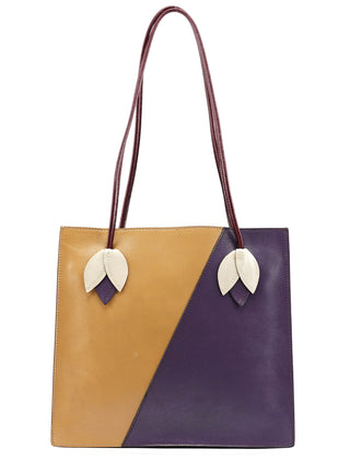 Miu Miu Purple Beige Leather Tote Bag