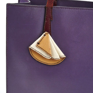 Miu Miu Purple Leather Floral Tote Bag