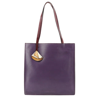 Miu Miu Purple Leather Floral Tote Bag