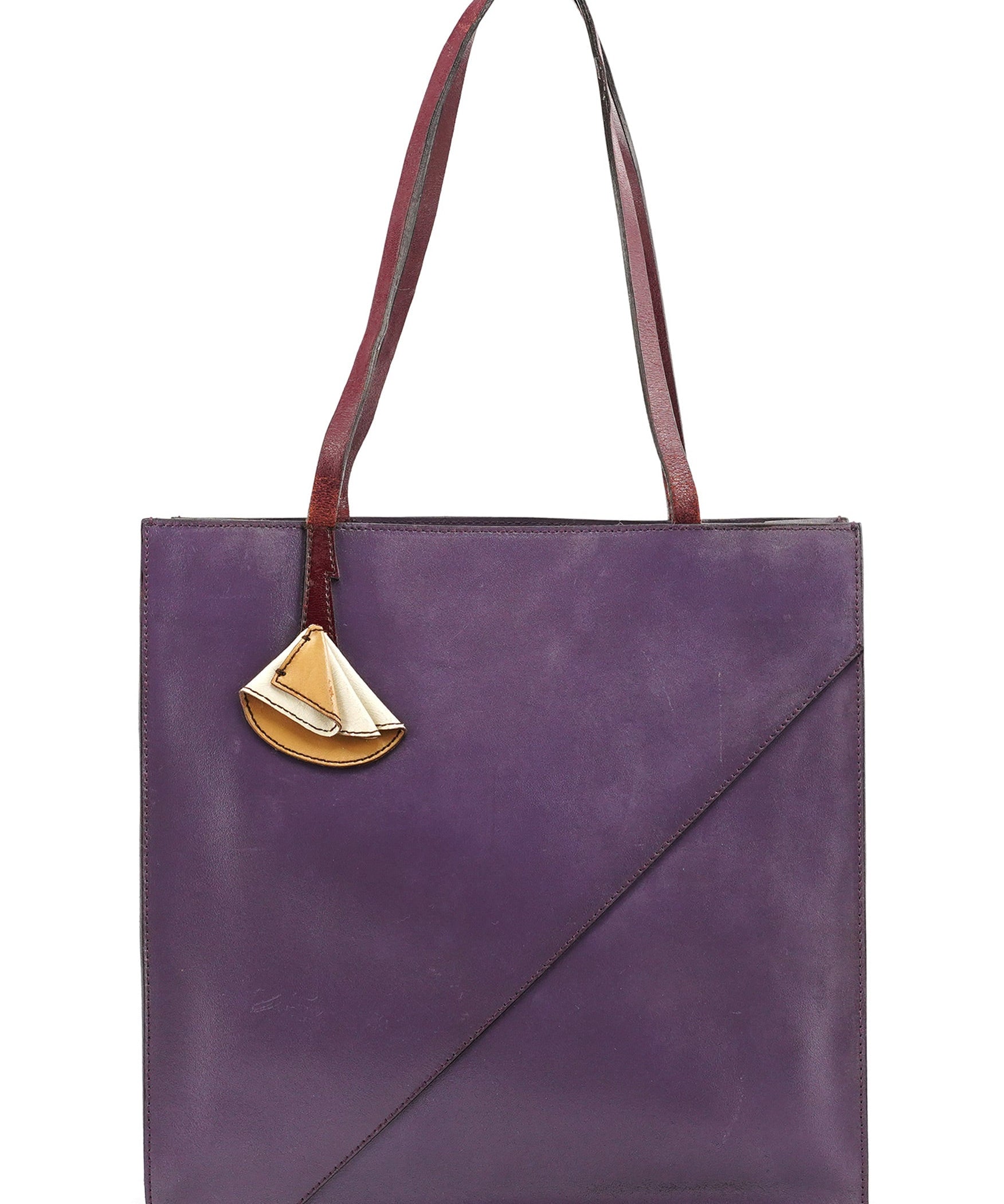Miu Miu Purple Leather Floral Tote Bag