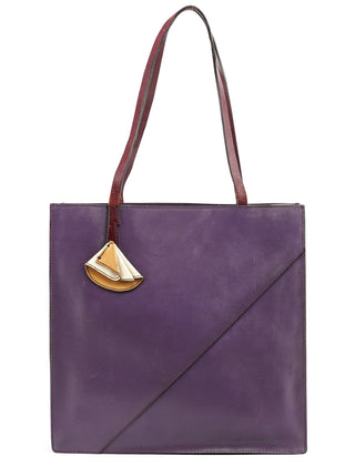 Miu Miu Purple Leather Floral Tote Bag