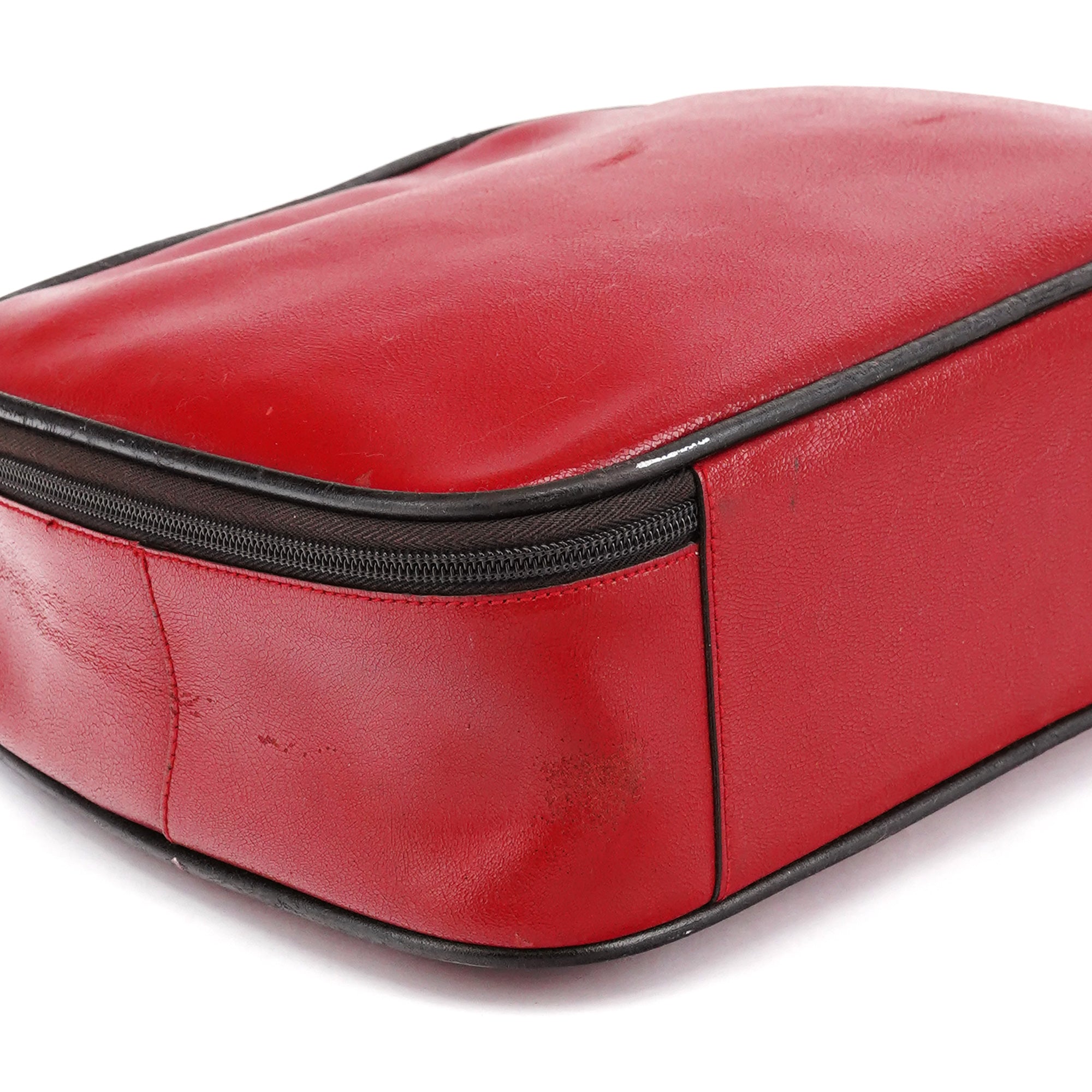 Miu Miu Red Black Leather Vanity Bag