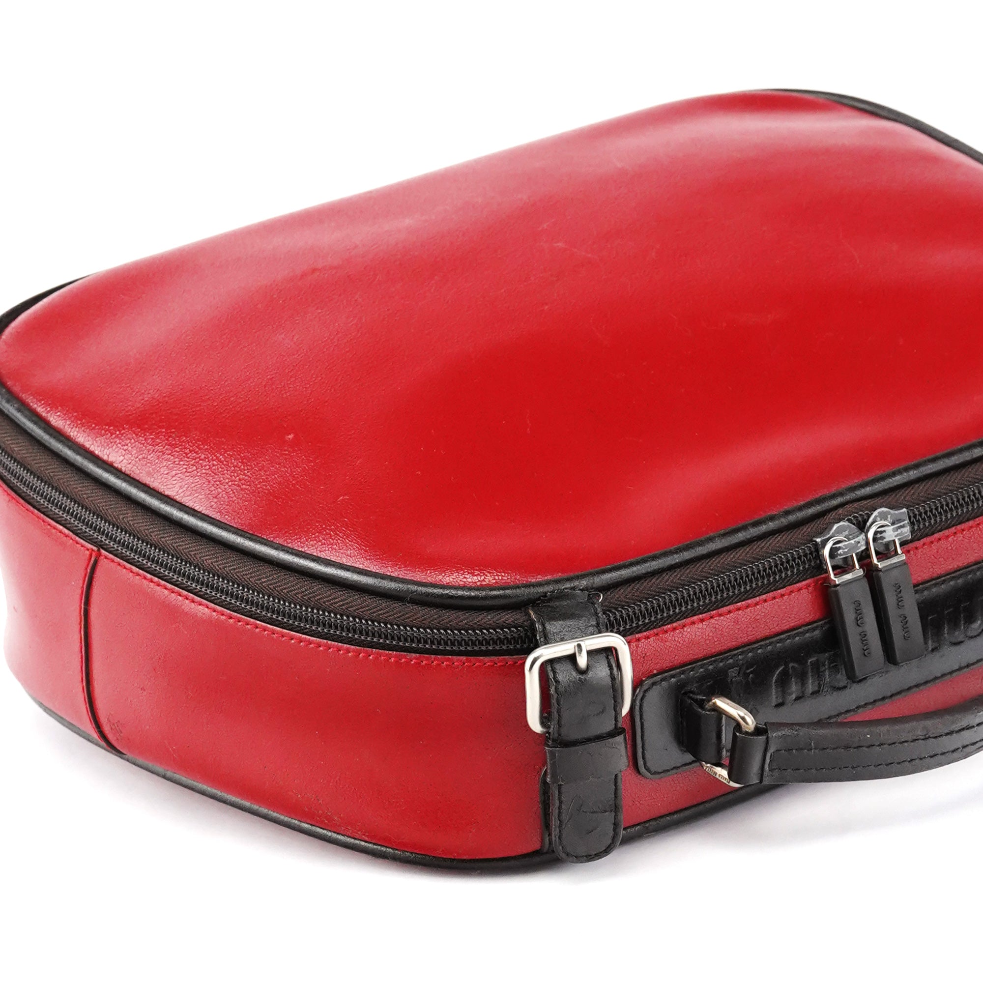 Miu Miu Red Black Leather Vanity Bag