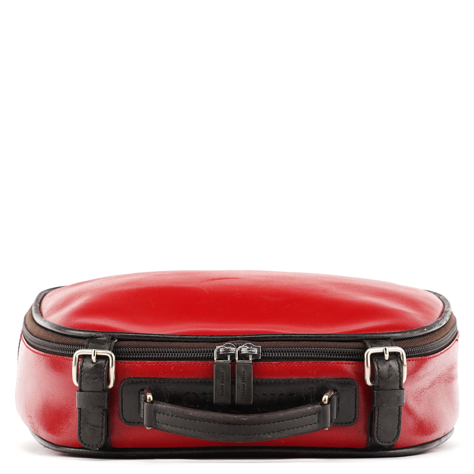 Miu Miu Red Black Leather Vanity Bag