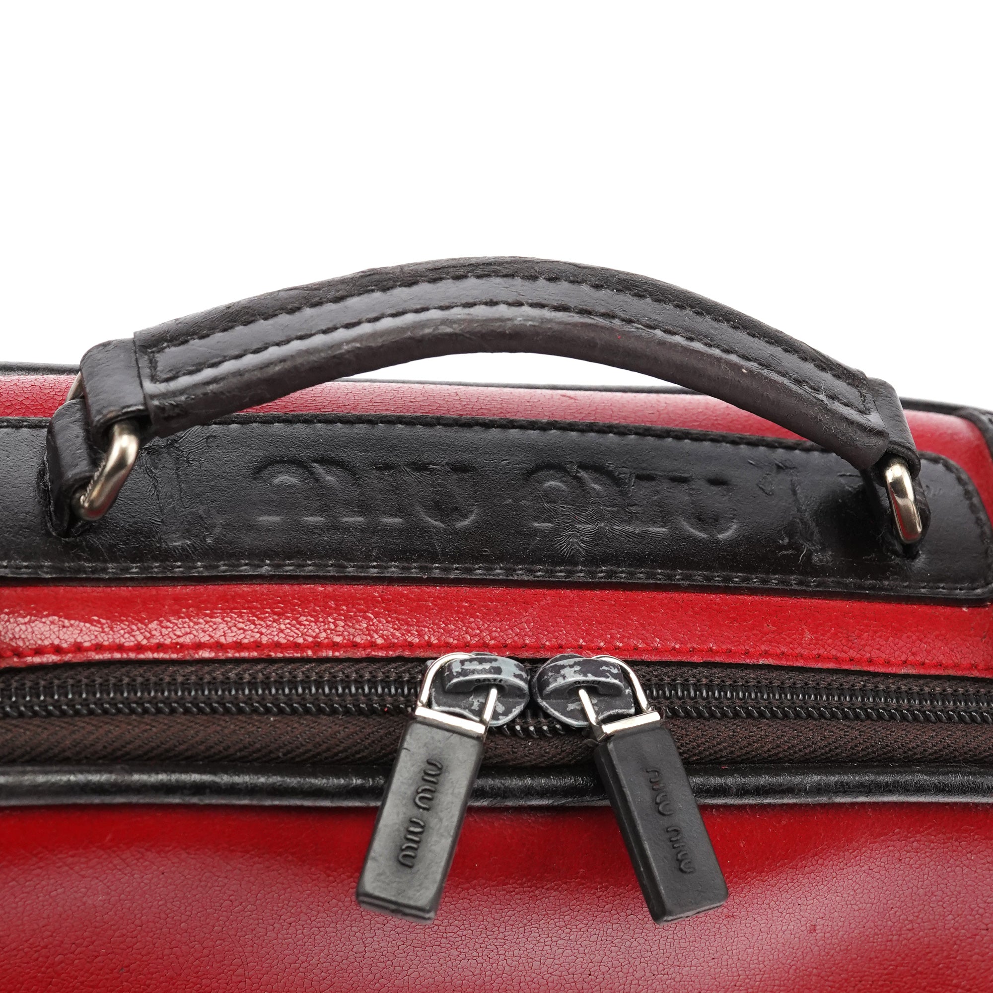 Miu Miu Red Black Leather Vanity Bag