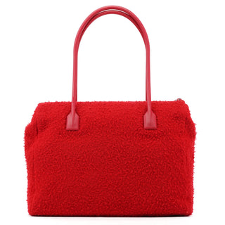 Miu Miu Red Bouclé Wool Rubber Handle Tote Bag
