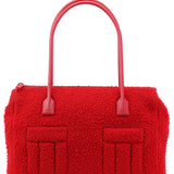 Miu Miu Red Bouclé Wool Rubber Handle Tote Bag
