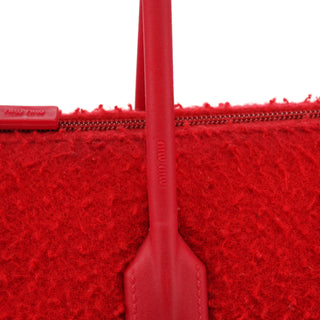 Miu Miu Red Bouclé Wool Rubber Handle Tote Bag